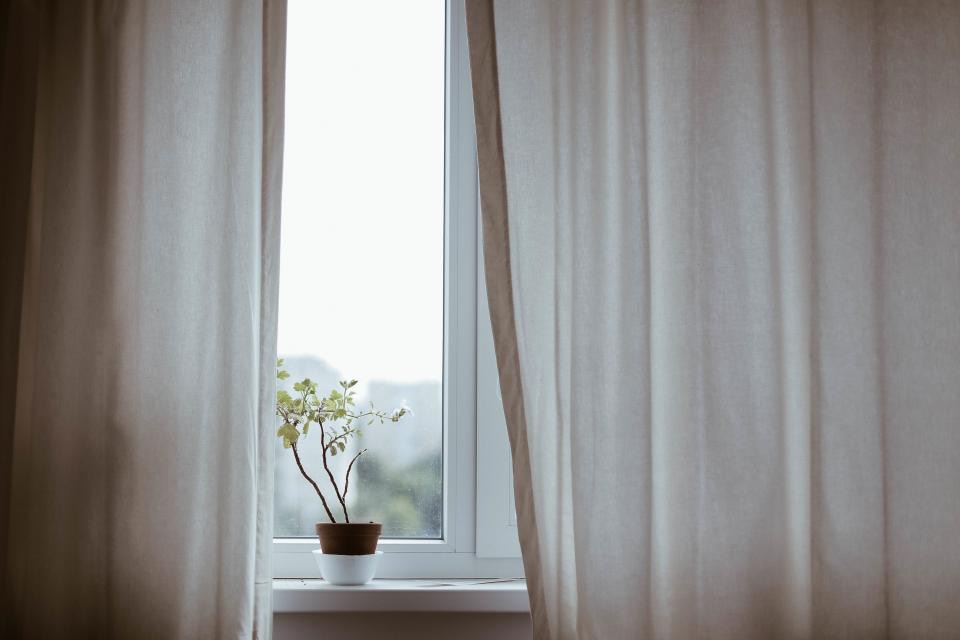 Daylight through a curtained window
